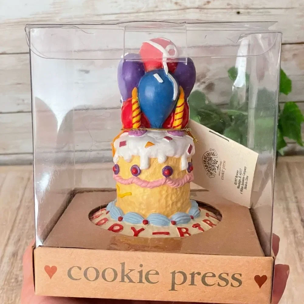 NIB Vintage 1997 Shaker Hearth/ Wilton Cookie Press Mold Stamp Happy Birthday